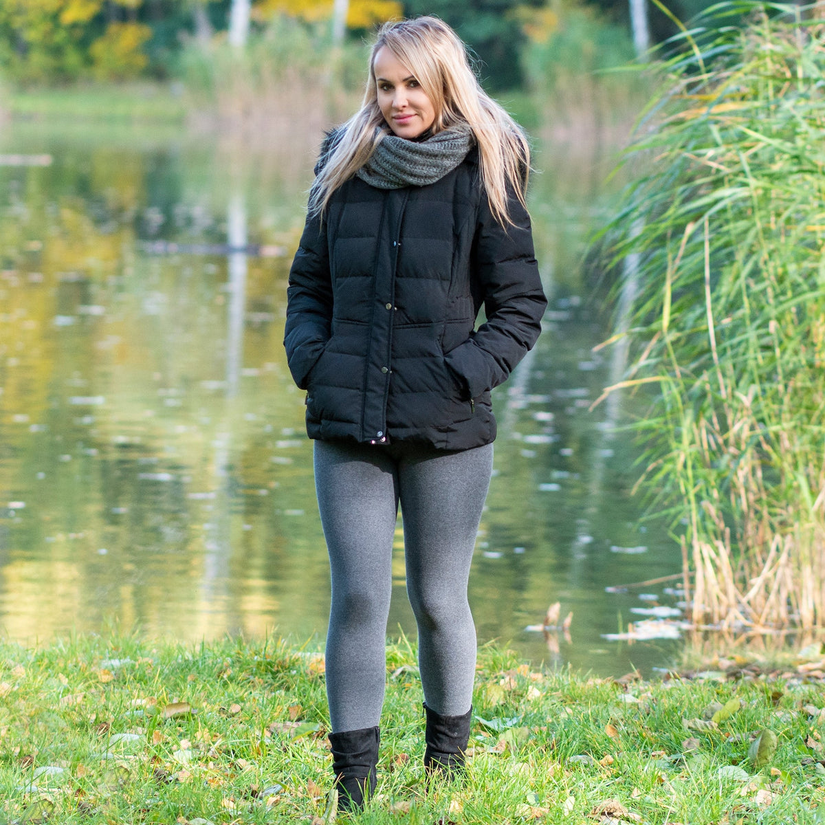 Women's Warm Winter Cotton Fleece Lined Thermal Leggings Black – CoSisNY