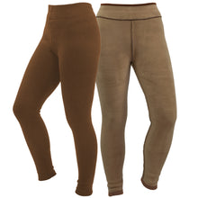 Load image into Gallery viewer, Women&#39;s Warm Winter Cotton Fleece Lined Thermal Leggings Brown