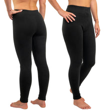 Load image into Gallery viewer, Women&#39;s Warm Winter Cotton Fleece Lined Thermal Leggings Black