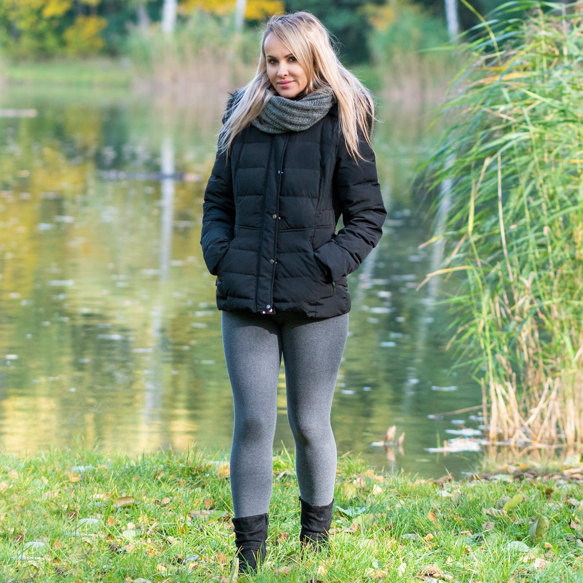 Women's Warm Winter Cotton Fleece Lined Thermal Leggings Light Gray –  CoSisNY