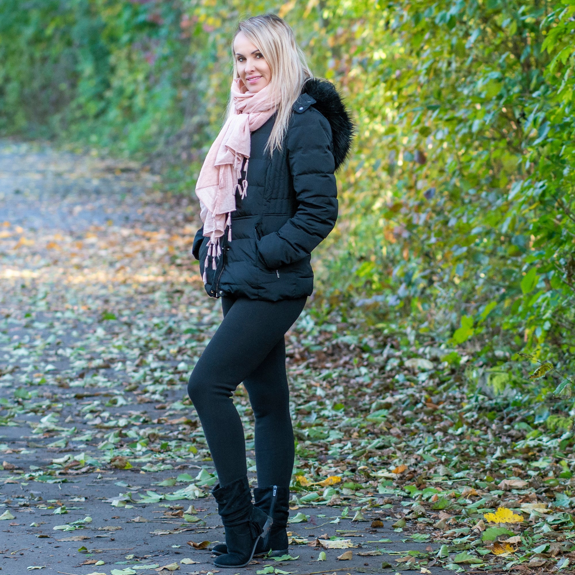 Ouye Women's Full Length Fleece Lining Thermal Leggings Black One