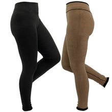 Load image into Gallery viewer, Women&#39;s Warm Winter Cotton Fleece Lined Thermal Leggings Black