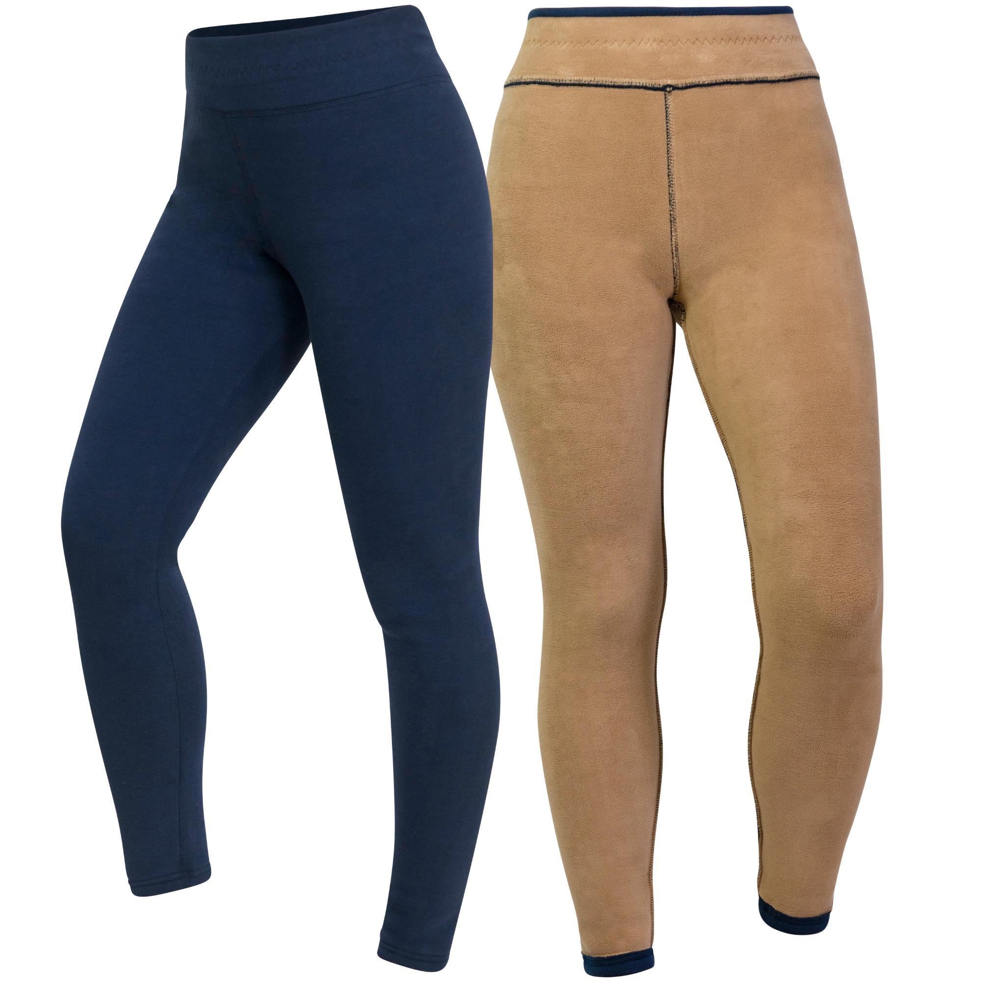 Women's Warm Winter Cotton Fleece Lined Thermal Leggings Blue – CoSisNY