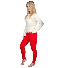 Load image into Gallery viewer, Women&#39;s Warm Winter Cotton Fleece Lined Thermal Leggings Red